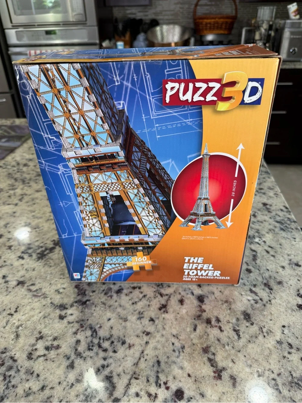 The Eiffel Tower 3D Puzzle - Orange and Blue